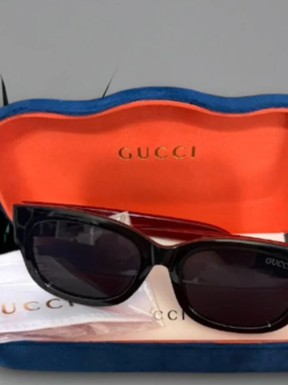 Black Square Sunglasses Gold GG Logo With Case